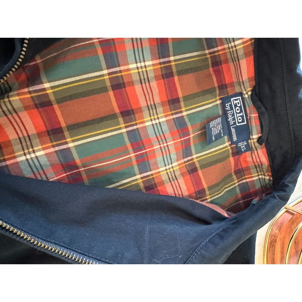 Vintage Polo Ralph Lauren Navy Zip Jacket Old Money Preppy Coastal XL Plain - Picture 8 of 9